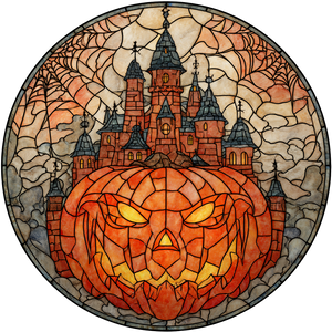 Scary Pumpkin Stained Glass Vinyl Car Decal Sticker – Waterproof & UV-Resistant 3.4133333333333336"