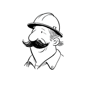 Smiling Mustache Worker Vinyl Car Decal Sticker – Waterproof & UV-Resistant 3.4133333333333336"