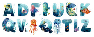 Underwater Alphabet Vinyl Car Decal Sticker – Waterproof & UV-Resistant 4.586666666666667"
