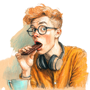 Eating Chocolate Vinyl Car Decal Sticker – Waterproof & UV-Resistant 3.4133333333333336"