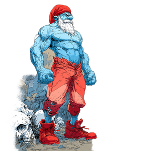 Athletic Papa Smurf Vinyl Car Decal Sticker – Waterproof & UV-Resistant 3.4133333333333336"