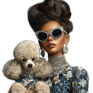 Elegant Woman With Poodle V2 Vinyl Car Decal Sticker – Waterproof & UV-Resistant 3.4133333333333336"