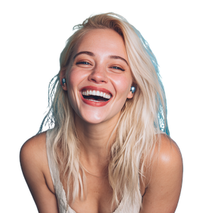 Smiling Blonde Woman V41 Vinyl Car Decal Sticker – Waterproof & UV-Resistant 6.826666666666667"