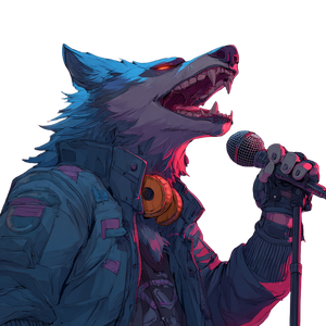 Cyberpunk Werewolf Karaoke Vinyl Car Decal Sticker – Waterproof & UV-Resistant 3.4133333333333336"