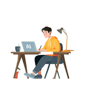 Young Man Writing V2 Vinyl Car Decal Sticker – Waterproof & UV-Resistant 3.4133333333333336"