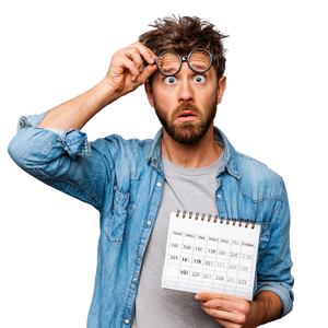 Confused Calendar Man Vinyl Car Decal Sticker – Waterproof & UV-Resistant 3.4133333333333336" Confused Calendar Man Vinyl Car Decal Sticker – Waterproof & UV-Resistant 3.4133333333333336"