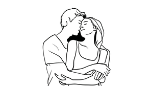 Loving Couple Embracing Vinyl Car Decal Sticker – Waterproof & UV-Resistant 2.72"