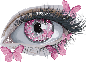 Pink Butterfly Eye Vinyl Car Decal Sticker – Waterproof & UV-Resistant 3.0933333333333333"