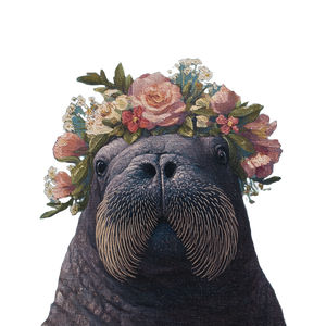 Walrus Flower Crown Vinyl Car Decal Sticker – Waterproof & UV-Resistant 3.4133333333333336"