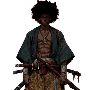 Afro Samurai Warrior Vinyl Car Decal Sticker – Waterproof & UV-Resistant 3.4133333333333336"