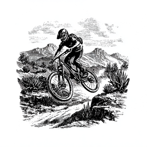 Vintage Mountain Biker V2 Vinyl Car Decal Sticker – Waterproof & UV-Resistant 6.826666666666667"