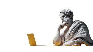 Philosopher With Laptop Vinyl Car Decal Sticker – Waterproof & UV-Resistant 2.72"