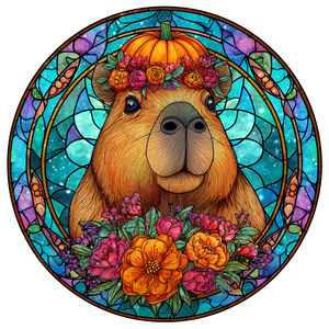 Capybara With Pumpkin Vinyl Car Decal Sticker – Waterproof & UV-Resistant 3.4133333333333336"