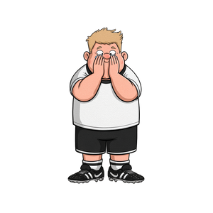 Crying Football Boy Vinyl Car Decal Sticker – Waterproof & UV-Resistant 3.4133333333333336"