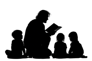 Storyteller Silhouette Vinyl Car Decal Sticker – Waterproof & UV-Resistant 2.986666666666667"