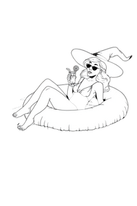 Cute Witch Lounging V2 Vinyl Car Decal Sticker – Waterproof & UV-Resistant 8.96"