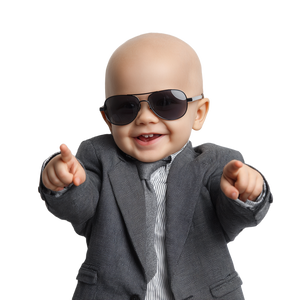 Mischievous Baby In Suit Vinyl Car Decal Sticker – Waterproof & UV-Resistant 3.4133333333333336"