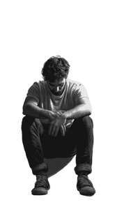 Sad Man Sitting V4 Vinyl Car Decal Sticker – Waterproof & UV-Resistant 9.706666666666667"