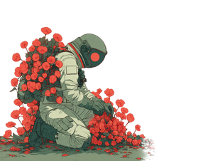 Astronaut With Flowers Vinyl Car Decal Sticker – Waterproof & UV-Resistant 3.0933333333333333"