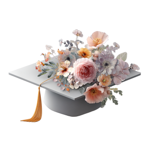 Flower Graduation Cap Vinyl Car Decal Sticker – Waterproof & UV-Resistant 6.826666666666667"