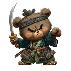 Angry Samurai Bear Vinyl Car Decal Sticker – Waterproof & UV-Resistant 3.4133333333333336"