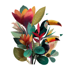 Exotic Toucan Flowers Vinyl Car Decal Sticker – Waterproof & UV-Resistant 3.4133333333333336"
