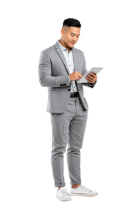 Man Holding Tablet V3 Vinyl Car Decal Sticker – Waterproof & UV-Resistant 8.96"