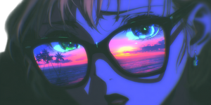 Sunset Reflection Glasses Vinyl Car Decal Sticker – Waterproof & UV-Resistant 2.56"