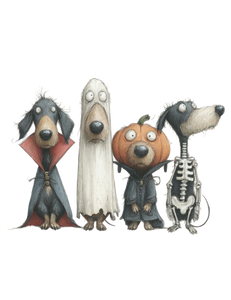 Halloween Dachshund Quartet Vinyl Car Decal Sticker – Waterproof & UV-Resistant 8.32"
