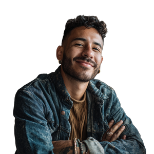 Joyful Tech-Savvy Man Vinyl Car Decal Sticker – Waterproof & UV-Resistant 6.826666666666667"