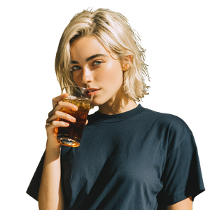 Blonde Woman Sipping Soda Vinyl Car Decal Sticker – Waterproof & UV-Resistant 3.4133333333333336"