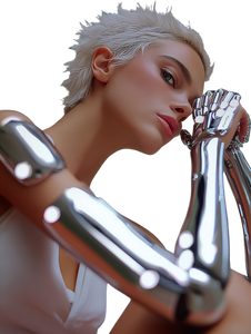 Androgynous Futuristic Model Vinyl Car Decal Sticker – Waterproof & UV-Resistant 8.213333333333333"