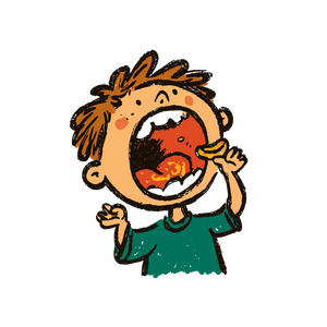 Playful Boy Eating Vinyl Car Decal Sticker – Waterproof & UV-Resistant 3.4133333333333336"