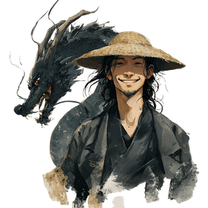 Smiling Samurai Dragon Vinyl Car Decal Sticker – Waterproof & UV-Resistant 3.4133333333333336"