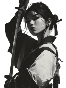 Female Samurai Art V4 Vinyl Car Decal Sticker – Waterproof & UV-Resistant 8.213333333333333"
