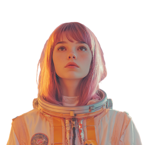 Pink-Haired Astronaut Vinyl Car Decal Sticker – Waterproof & UV-Resistant 3.4133333333333336"