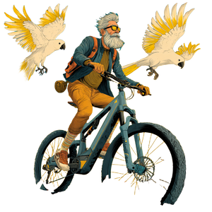 Bearded Biker With Birds Vinyl Car Decal Sticker – Waterproof & UV-Resistant 3.4133333333333336"
