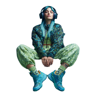 Stylish Blue-Haired Lady Vinyl Car Decal Sticker – Waterproof & UV-Resistant 6.826666666666667"