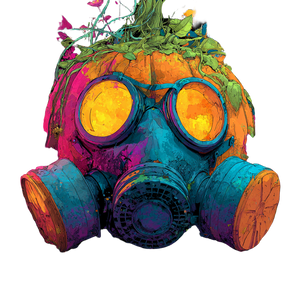 Gas Mask Pumpkin Vinyl Car Decal Sticker – Waterproof & UV-Resistant 3.4133333333333336"
