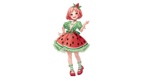 Watermelon Anime Girl Vinyl Car Decal Sticker – Waterproof & UV-Resistant 5.4