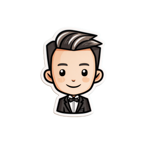 Chibi Formal Man Vinyl Car Decal Sticker – Waterproof & UV-Resistant 3.4133333333333336"