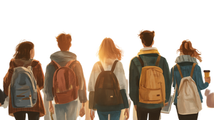 Students Walking Together Vinyl Car Decal Sticker – Waterproof & UV-Resistant 2.72"