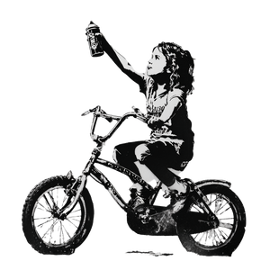 Street Art Cyclist Vinyl Car Decal Sticker – Waterproof & UV-Resistant 3.4133333333333336"