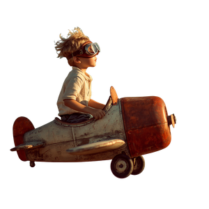 Boy Flying Plane Vinyl Car Decal Sticker – Waterproof & UV-Resistant 3.4133333333333336"