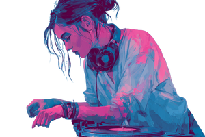 Illustrative Female Dj Vinyl Car Decal Sticker – Waterproof & UV-Resistant 5.97333333333333