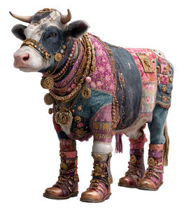 Anthropomorphic Cow V2 Vinyl Car Decal Sticker – Waterproof & UV-Resistant 3.8933333333333335"
