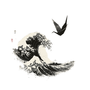 Great Wave Crane Vinyl Car Decal Sticker – Waterproof & UV-Resistant 3.4133333333333336"