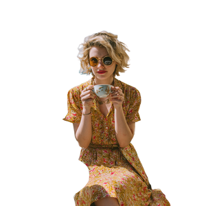 Woman Drinking Coffee V12 Vinyl Car Decal Sticker – Waterproof & UV-Resistant 3.4133333333333336"