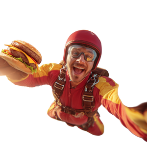 Skydiving Cheeseburger Vinyl Car Decal Sticker – Waterproof & UV-Resistant 6.826666666666667"