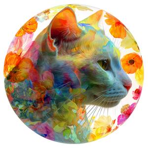 Flower Cat Glass Vinyl Car Decal Sticker – Waterproof & UV-Resistant 6.826666666666667"
